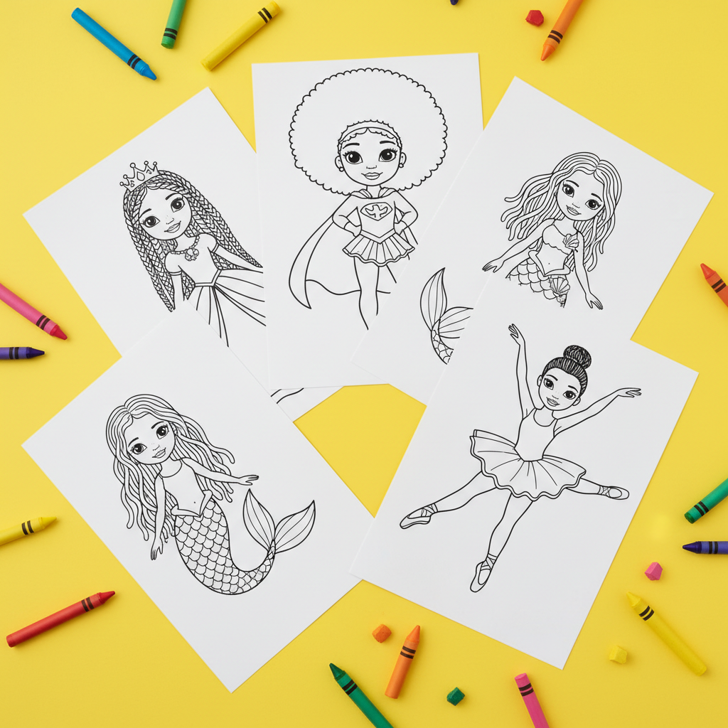 Kids Black Girl Coloring Pages collection fan spread